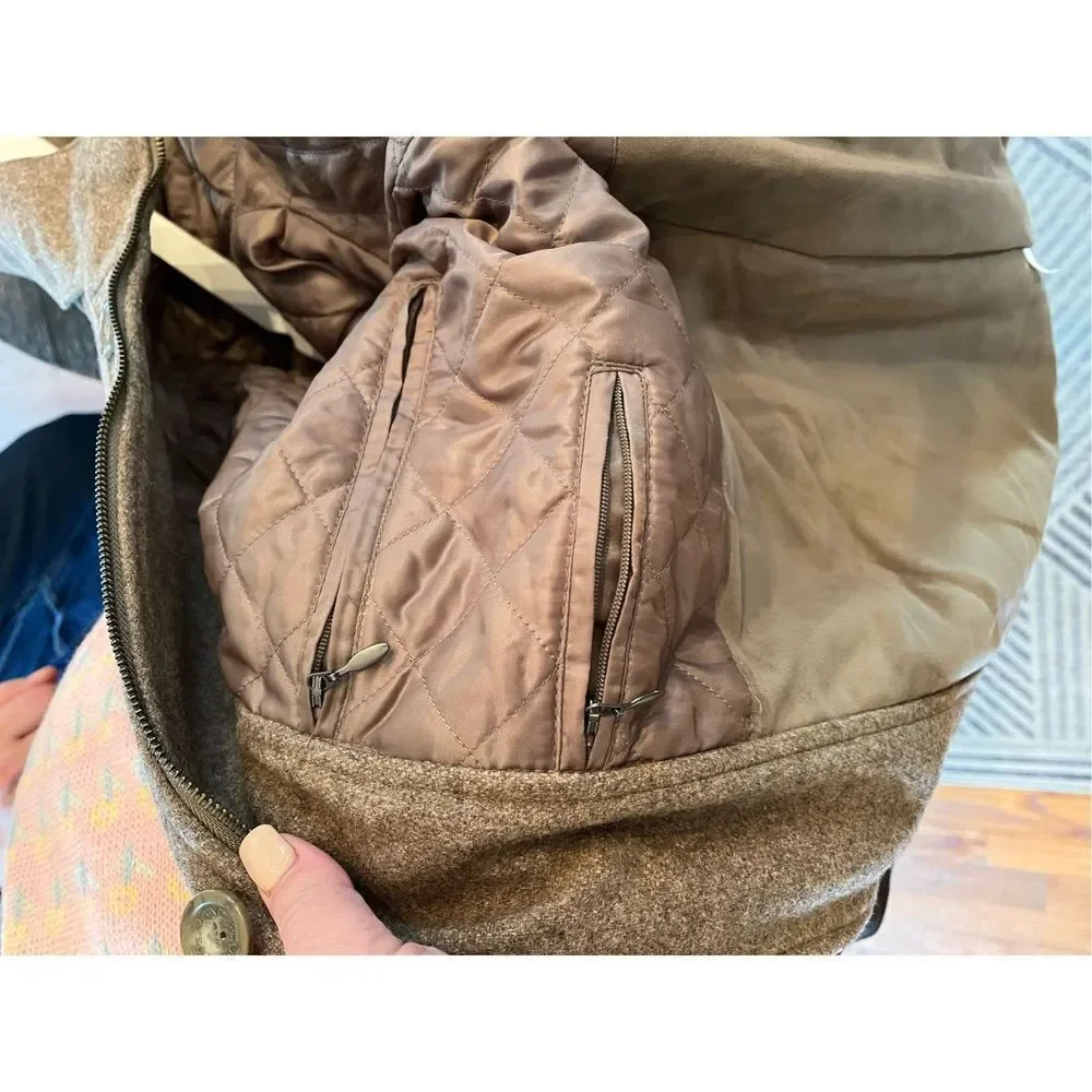 Jos. A. Bank Tan Marled Wool Blend Button Zipper Cost sz LL or 44-48” EUC